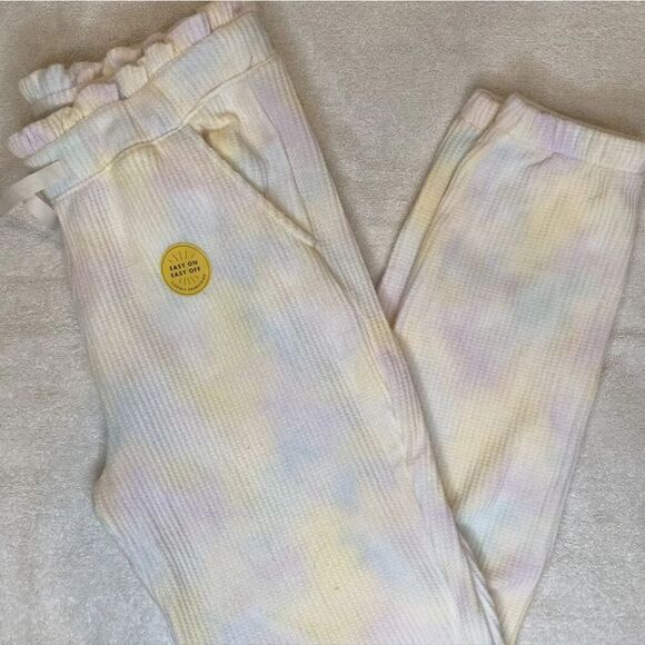 New Cat & Jack Girls XL 14 Waffle Jogger Pants Tie Dye Pull On Tie Waist - Picture 1 of 2